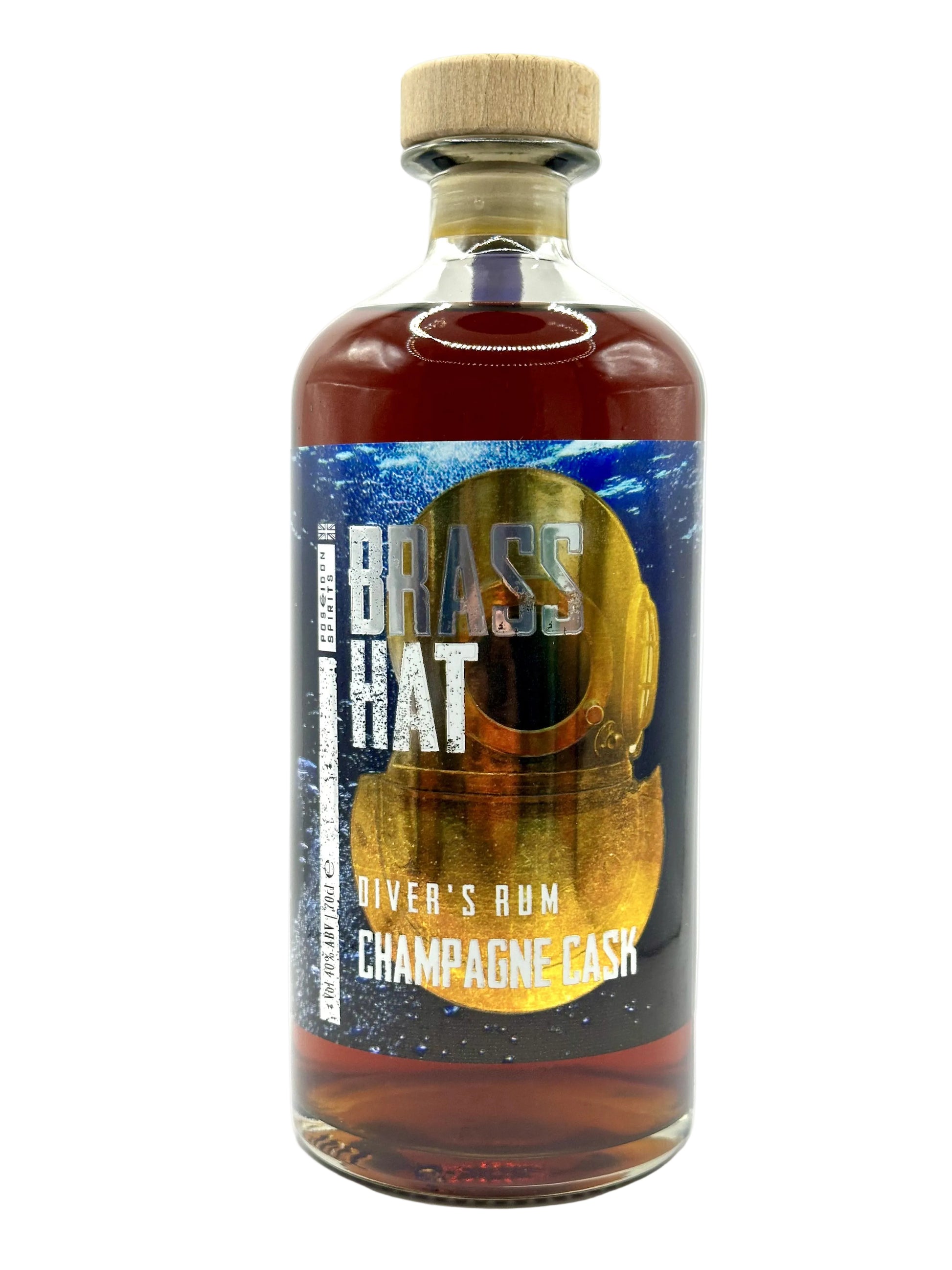 Brass Hat Diver’s Rum – Champagne Cask edition, premium small-batch rum. Perfect gift for divers and rum lovers. 
