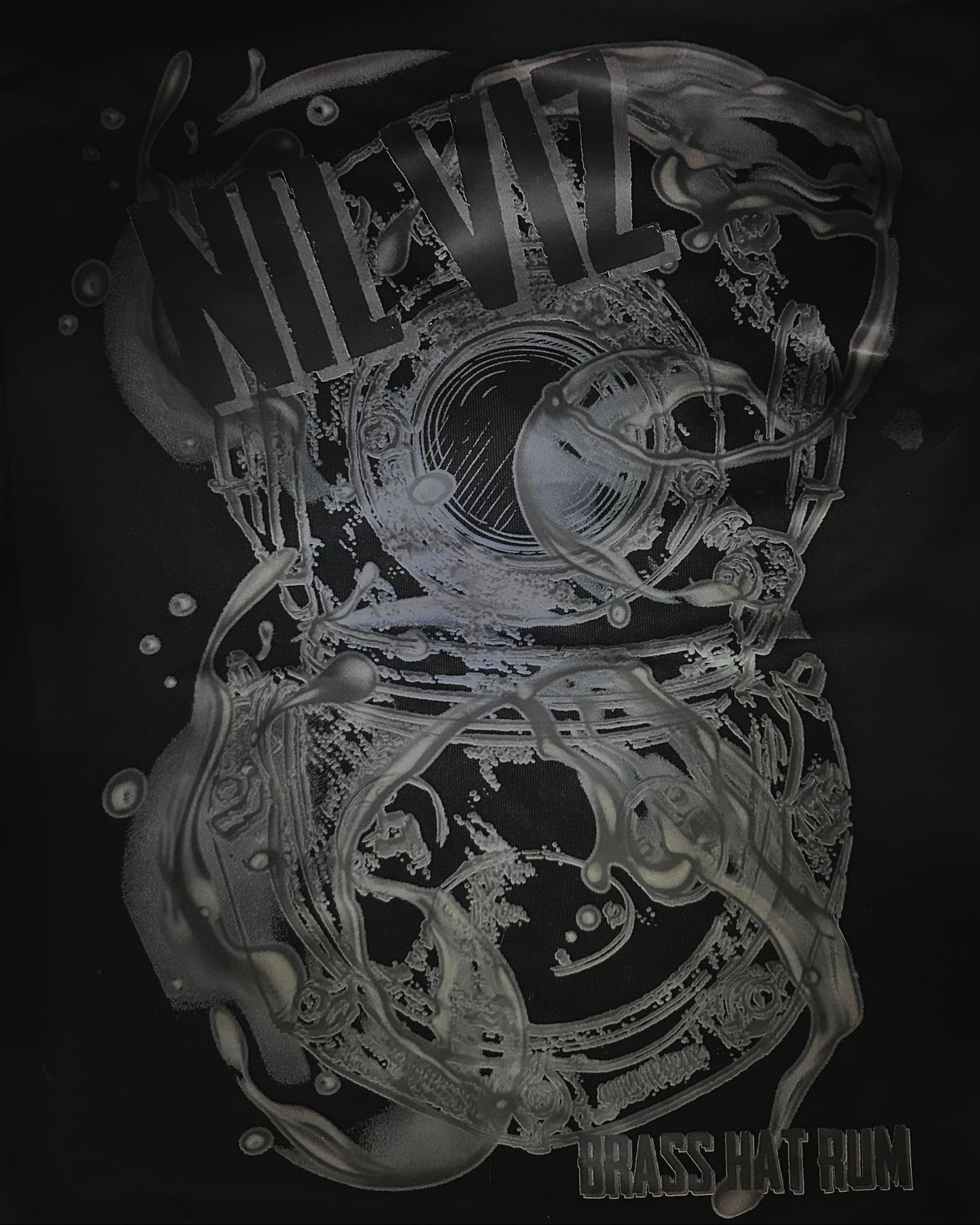 Close-up of the back design on Brass Hat Nil Viz hoodie – divers’ gifts and ocean-inspired apparel