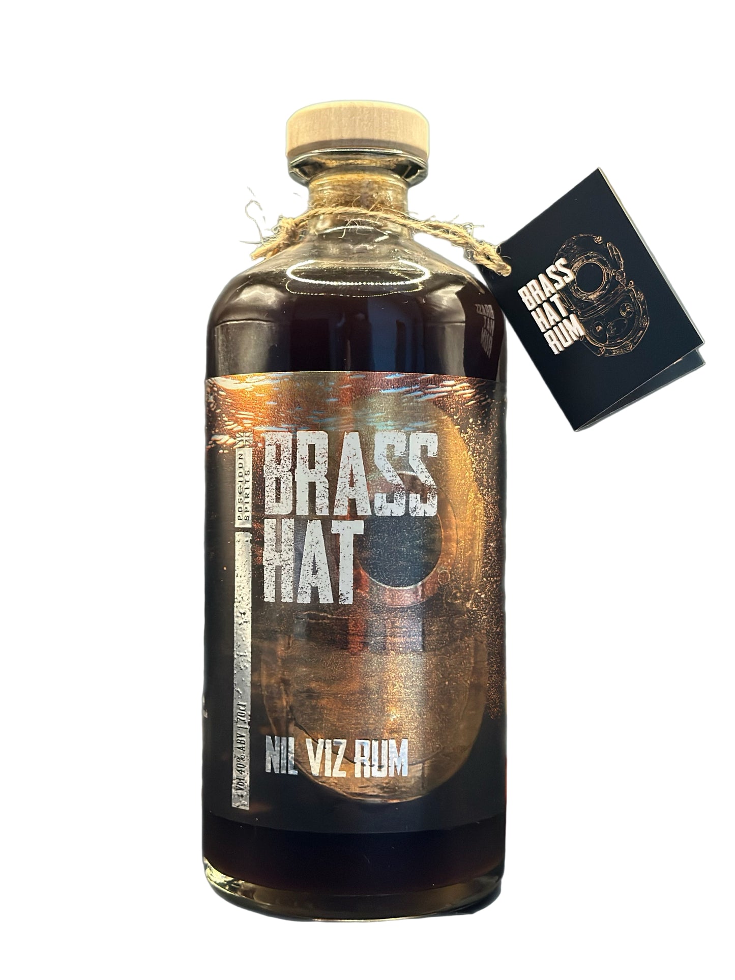 Brass Hat Nil Viz Rum – premium small-batch spiced rum inspired by deep-sea divers, perfect christmas gift for ocean lovers and adventurers. White background