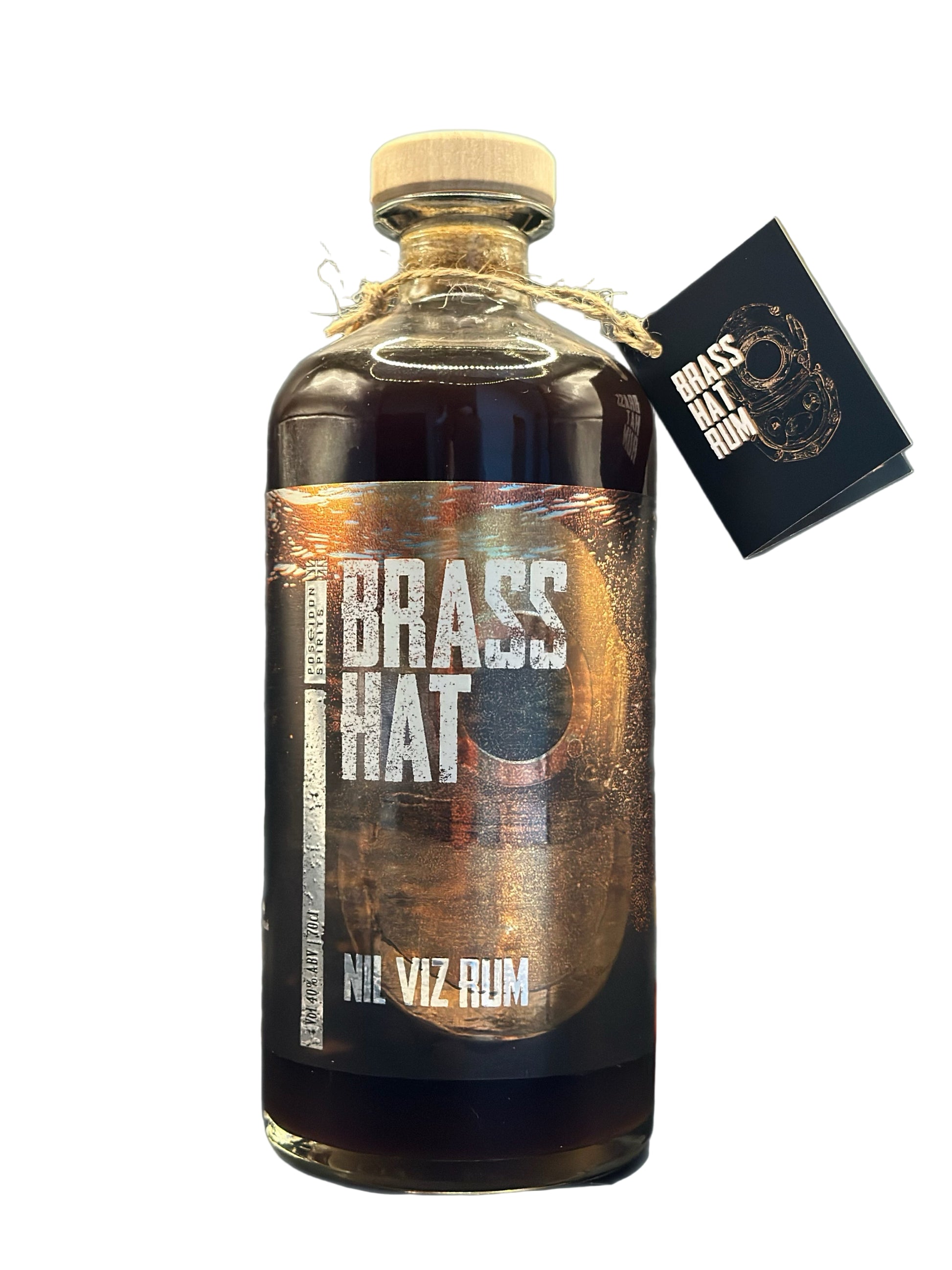 Brass Hat Nil Viz Rum – premium small-batch spiced rum inspired by deep-sea divers, perfect christmas gift for ocean lovers and adventurers. White background