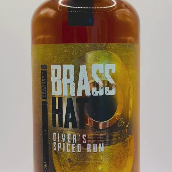 Rotating bottle video of Brass Hat Diver’s Spices Rum, highlighting elegant design and presentation for gifting occasions