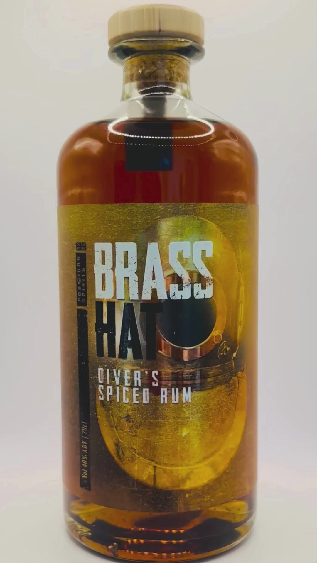 Rotating bottle video of Brass Hat Diver’s Spices Rum, highlighting elegant design and presentation for gifting occasions